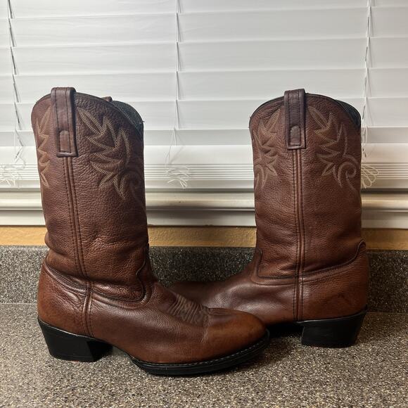 Dingo Men's Brown Western Cowboy Boots Size 9.5 EW Embossed Leather Pointed Toes - Picture 4 of 10